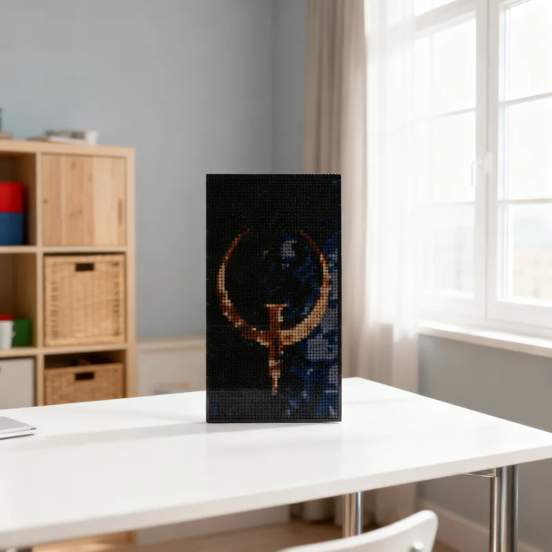 

3996pcs MOC Quake 1 Logo Mosaic Portrait Games Model Building Blocks DIY Gift Creative Collectible Display Decor Premium Adult