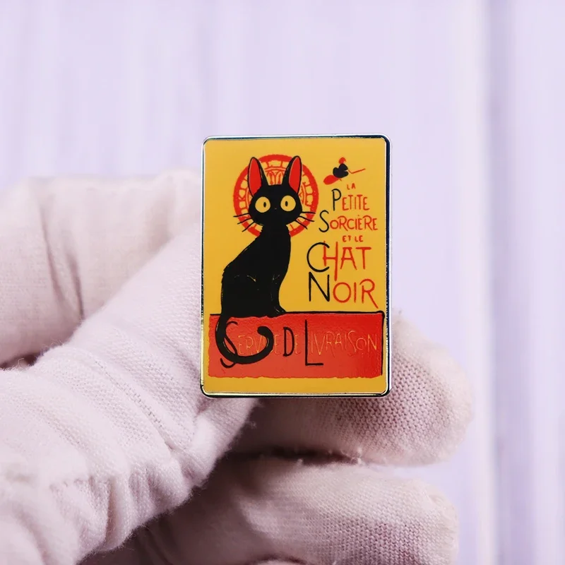 Broche De gato negro De bruja pequeña, alfiler De servicio De entrega, alfiler De Anime, accesorios De arte