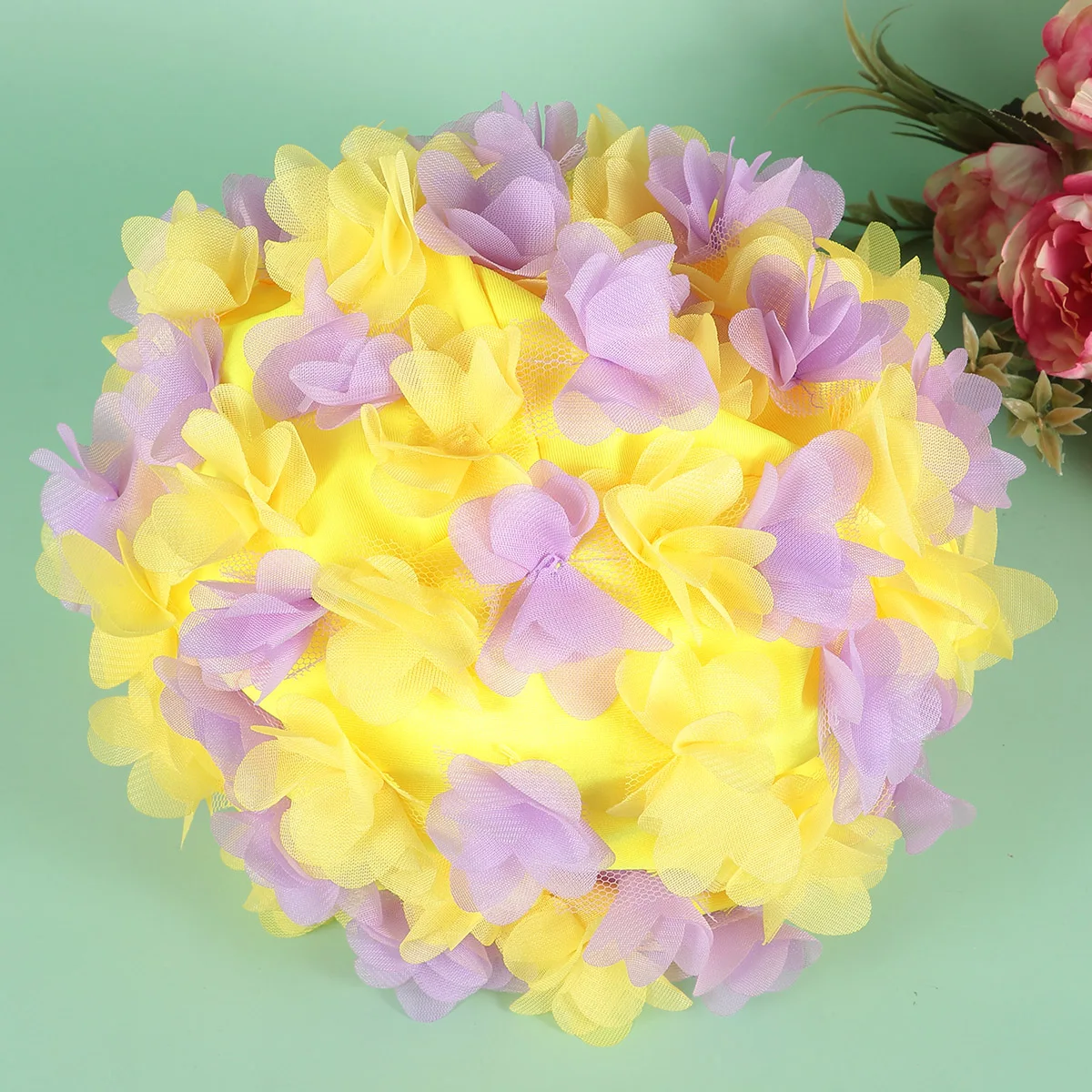 1 قطعة قبعة السباحة النسائية زهرة نمط خفيفة الوزن واقية قبعة السباحة غطاء أذن مريح لحمام السباحة الشاطئ السباحة موضة ثلاثية الأبعاد