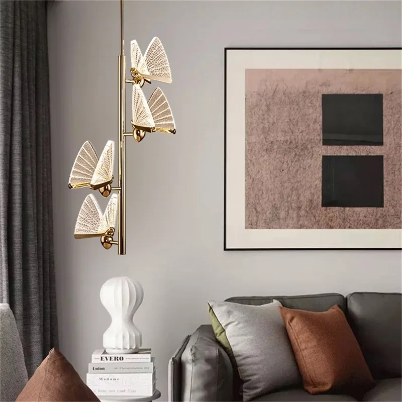 DEBBY-LED Butterfly Pendant Lights, Nordic Chandelier Lâmpadas, Home Fixtures, Luxury Home Decoração