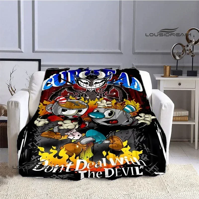 

Cuphead cartoon printed Blankets Picnic blanket Fashion bed linings Flannel Warm Blanket Soft Comfortable Blanket Birthday Gift