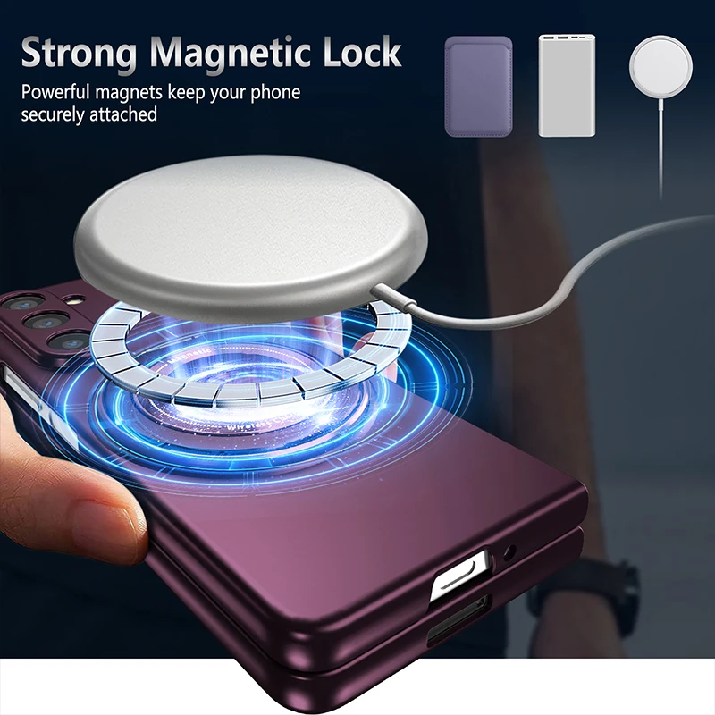 360 Degree Rotating Stand Phone Case for Samsung Z FOLD 5 Z Fold 6 4 Magnetic Wireless Charging Flip 3 4 5 Anti Drop Phone Cover