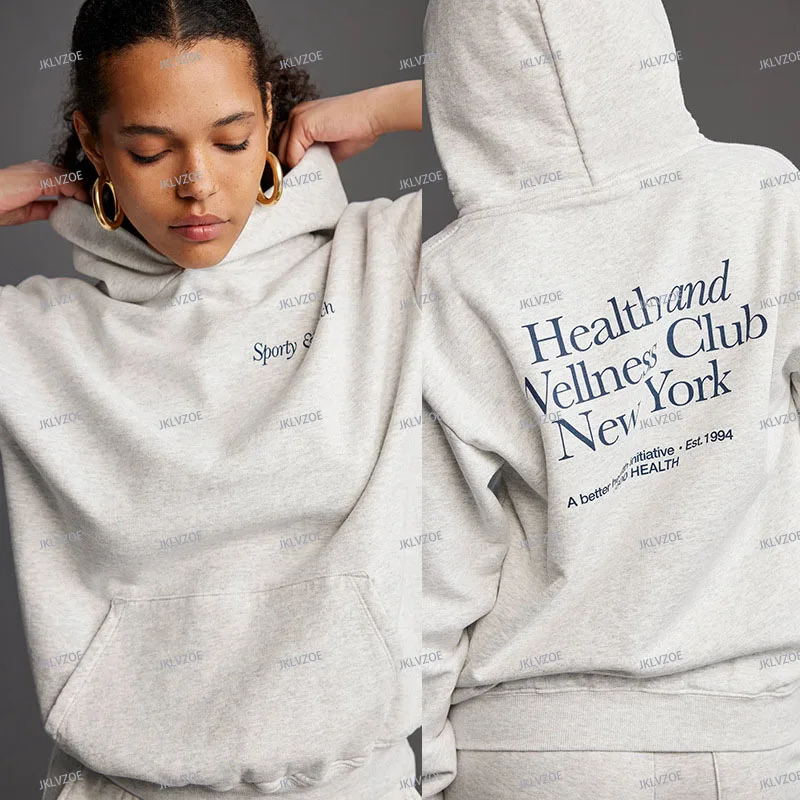 New Autumn and Winter North American Niche Sporty&Rich Letter Print Women's Hoodie Cotton Sweatshirt Oversized Hoodie Pullovers