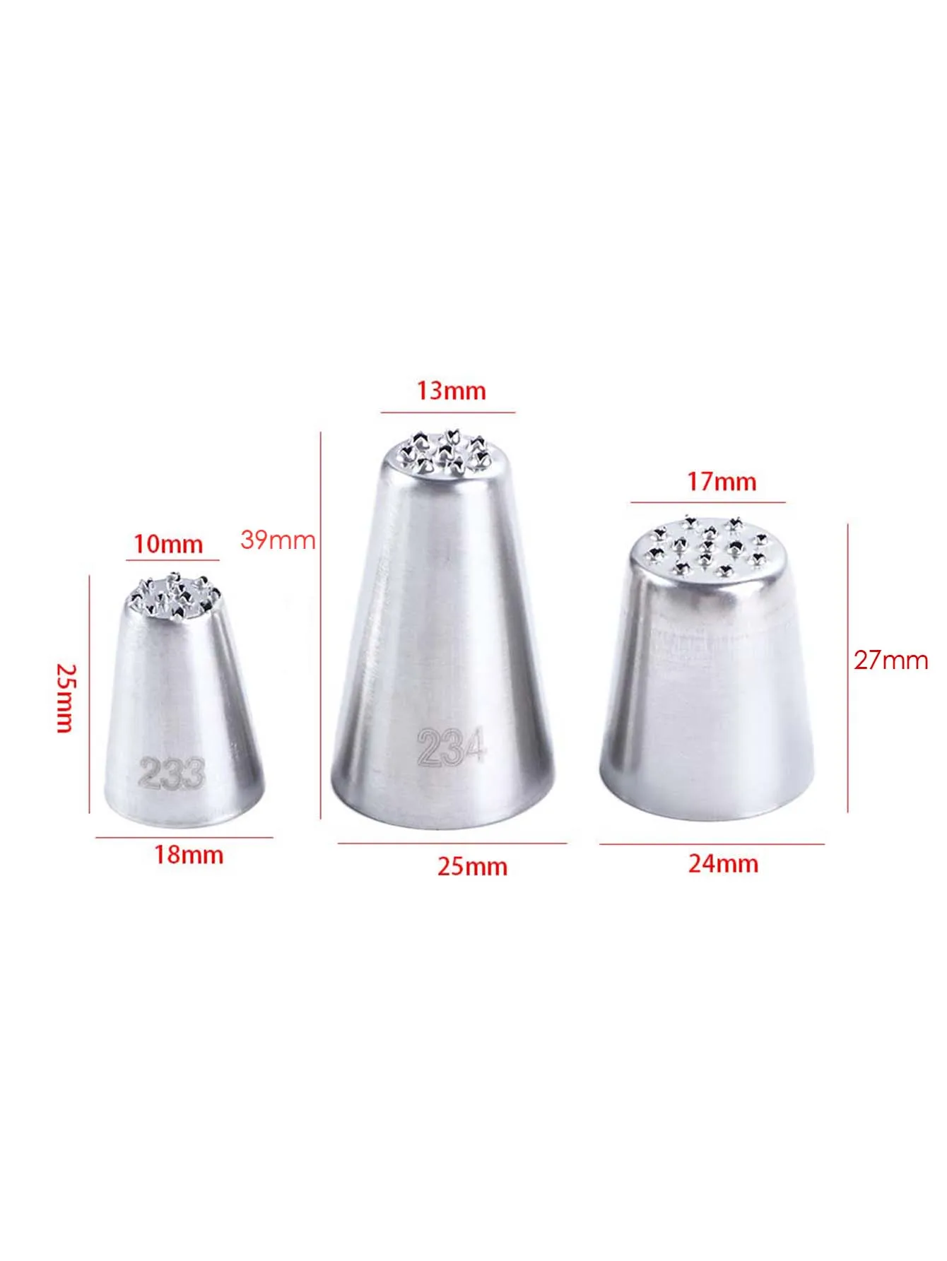 Feiskoo 3pcs Stainless Steel Cream Decoration Mouth Small Grass Cream Nozzle Baking Tools Grass Cream Icing Nozzles Pastry Tool