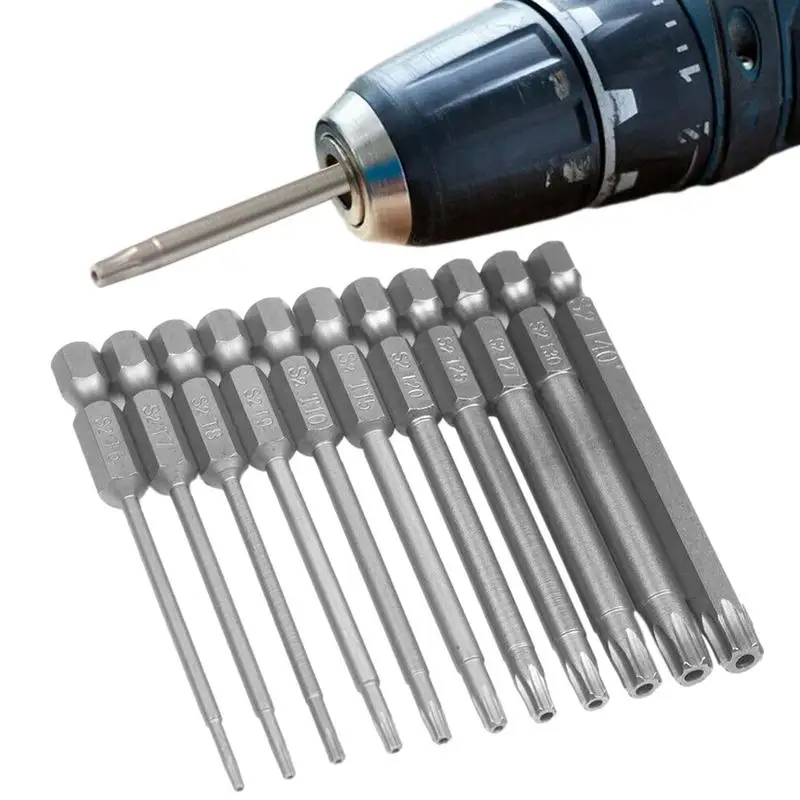11Pcs Torx Bit Set Magnetic Tamper Resistant Star BitsT6-T40 Screwdriver Wrench Drill Bit Set