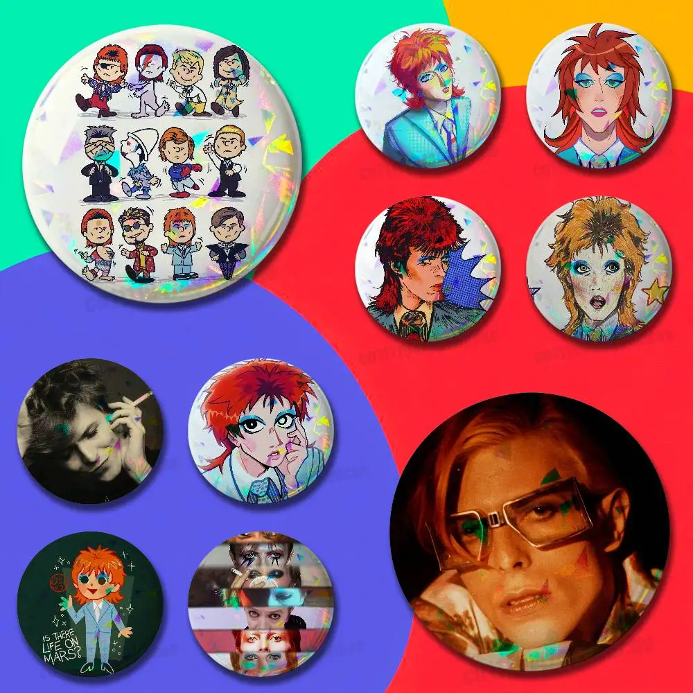 For D-David Fanart B-Bowie Badge Cover DIY Pin Insignia Emblem Button Round Gift Cosplay Laser Film Case