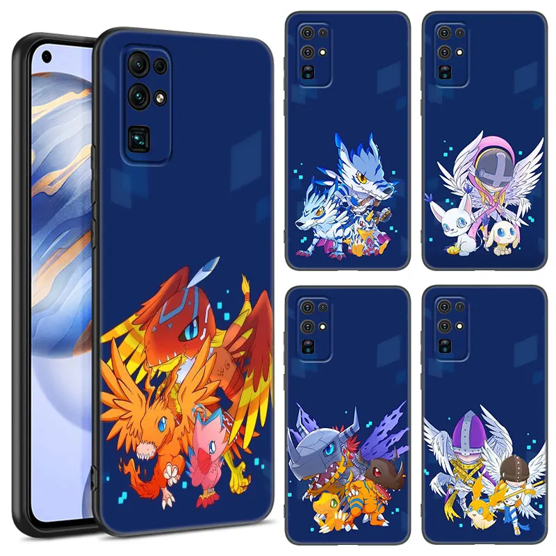 Digimon Adventure Anime Black Phone Case For Honor 70 90 Lite X40 GT X50 i X5 Plus X6A X6S X7A X8A X8B X6 X7 X8 X9 4G X9A X9B 5G