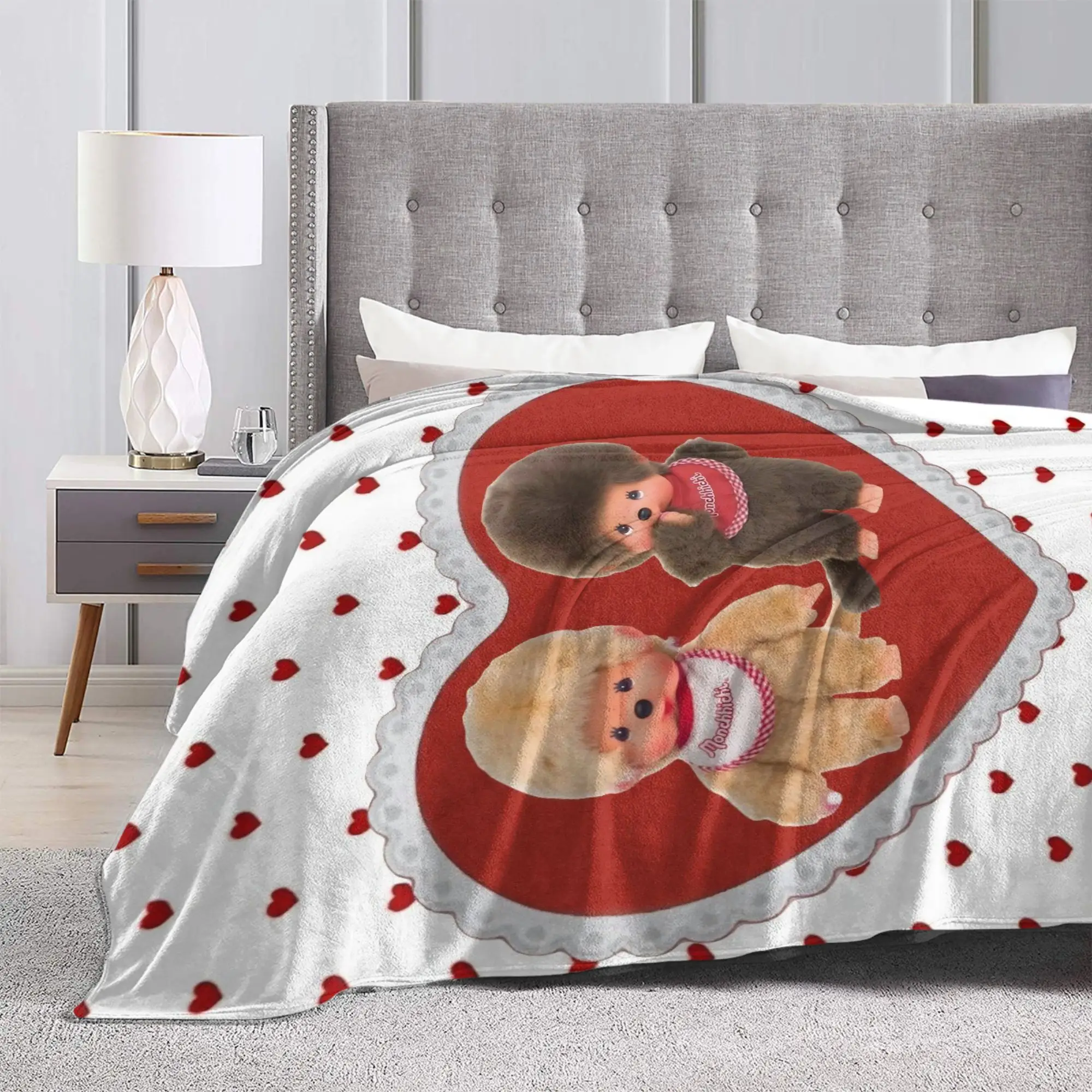 M-Monchhichis – couverture de dessin animé de qualité, Super chaude, pour pique-nique d'hiver, canapé-lit, couvre-lit amusant