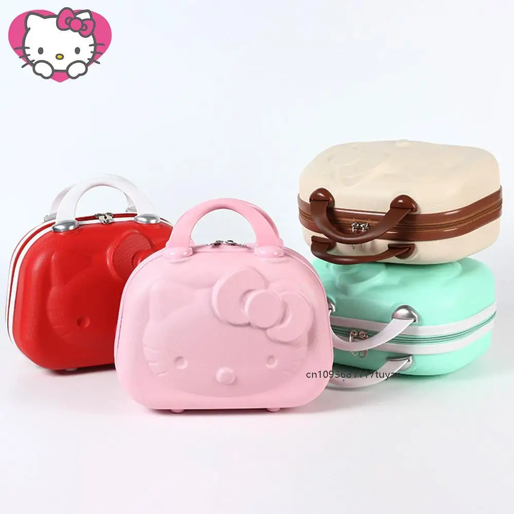 Kawaii Hello Kitty Cosmetic Case Anime Sanrioed Cartoon Suitcase Suitcase Boarding High Capacity Portable Password Carry Travel