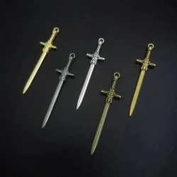 New Coming 8Pcs 5Color 49*12mm Zinc Alloy Sword Charms For Jewelry Making DIY Handmade Weapons Pendant Charms