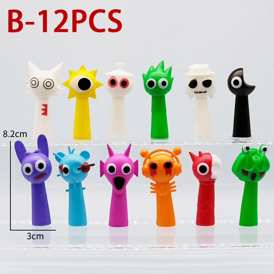 Novo conjunto de 12 peças engraçado sprunki figuras modelo 6-8cm pvc sprunki jogo anime figuras de ação e brinquedo dos desenhos animados crianças presentes de aniversário brinquedos