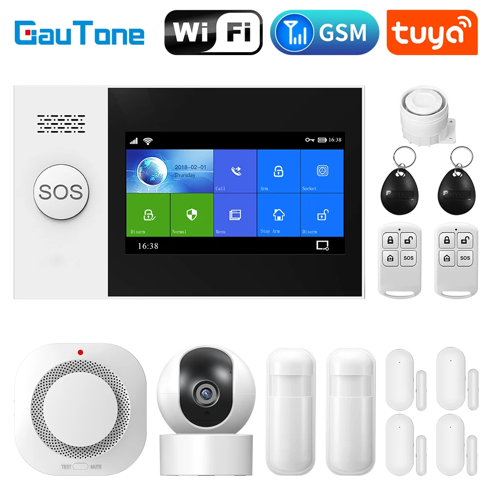 PG107 Wifi GSM Alarm System for Home Security Alarm Support Tuya APP Remote Contorl With IP Camera Support Alexa