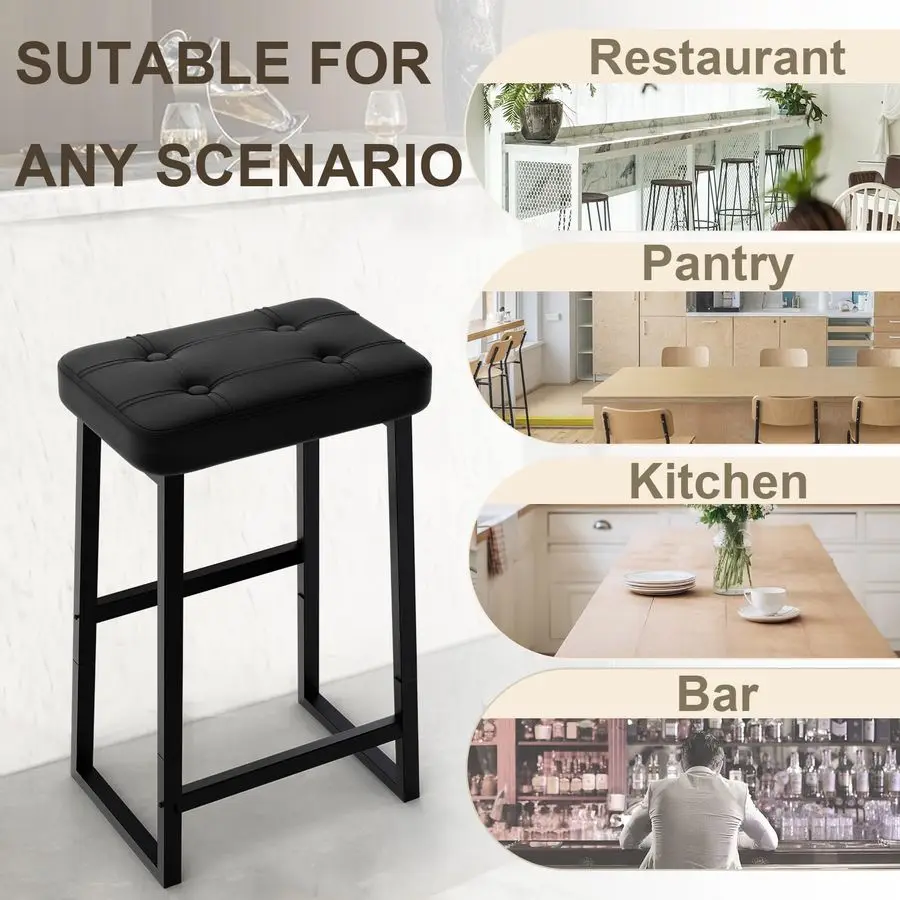 Stool, Kitchen Island Chairs,Counter Height Bar Stools, Modern Synthetic Leather with Stitching, 26 inches high, for Kitchen Fam
