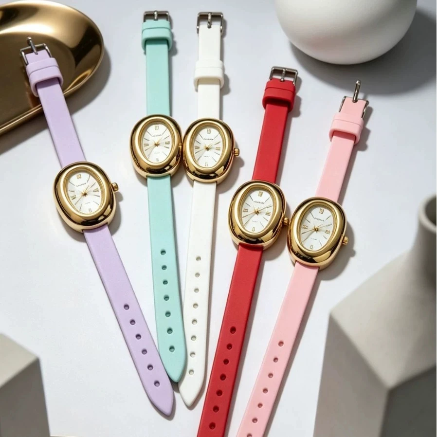 New Fashion Luxury Woman Oval Leather Watch Women High Quality Wrist Watches Students Casual Quartz Watches Gifts Ladies Clock