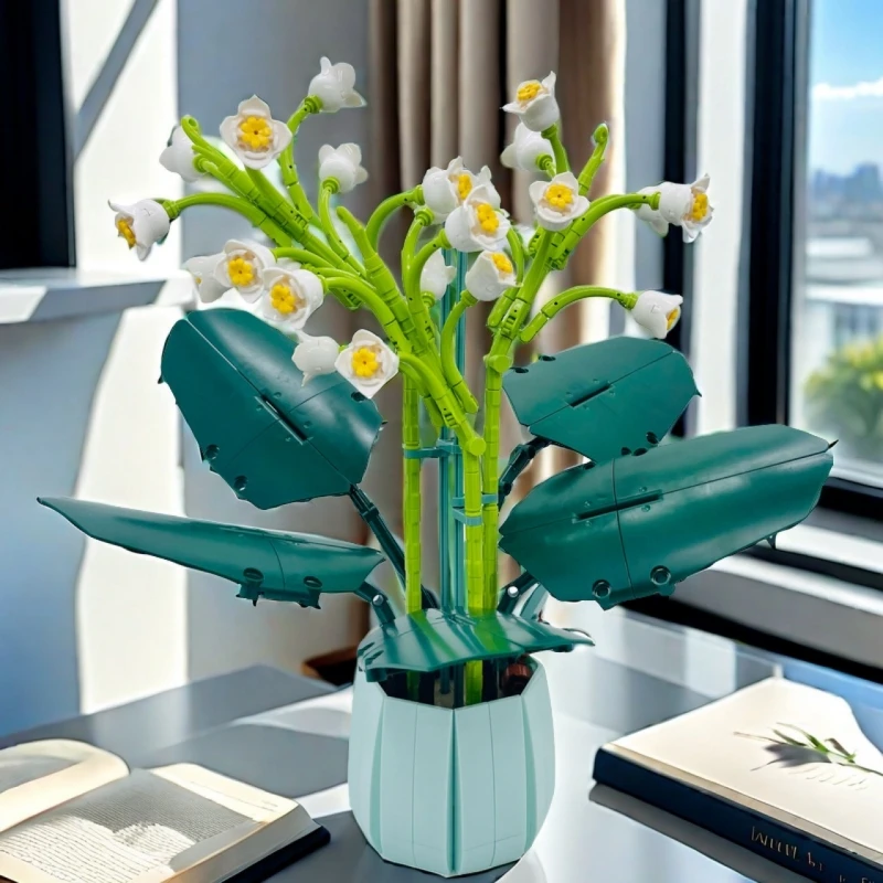 

Orchid Building Block Potted Flower Bouquet Model Flores Convallariae Desktop Decoration Girls Gifts Toys For Children 610PCS