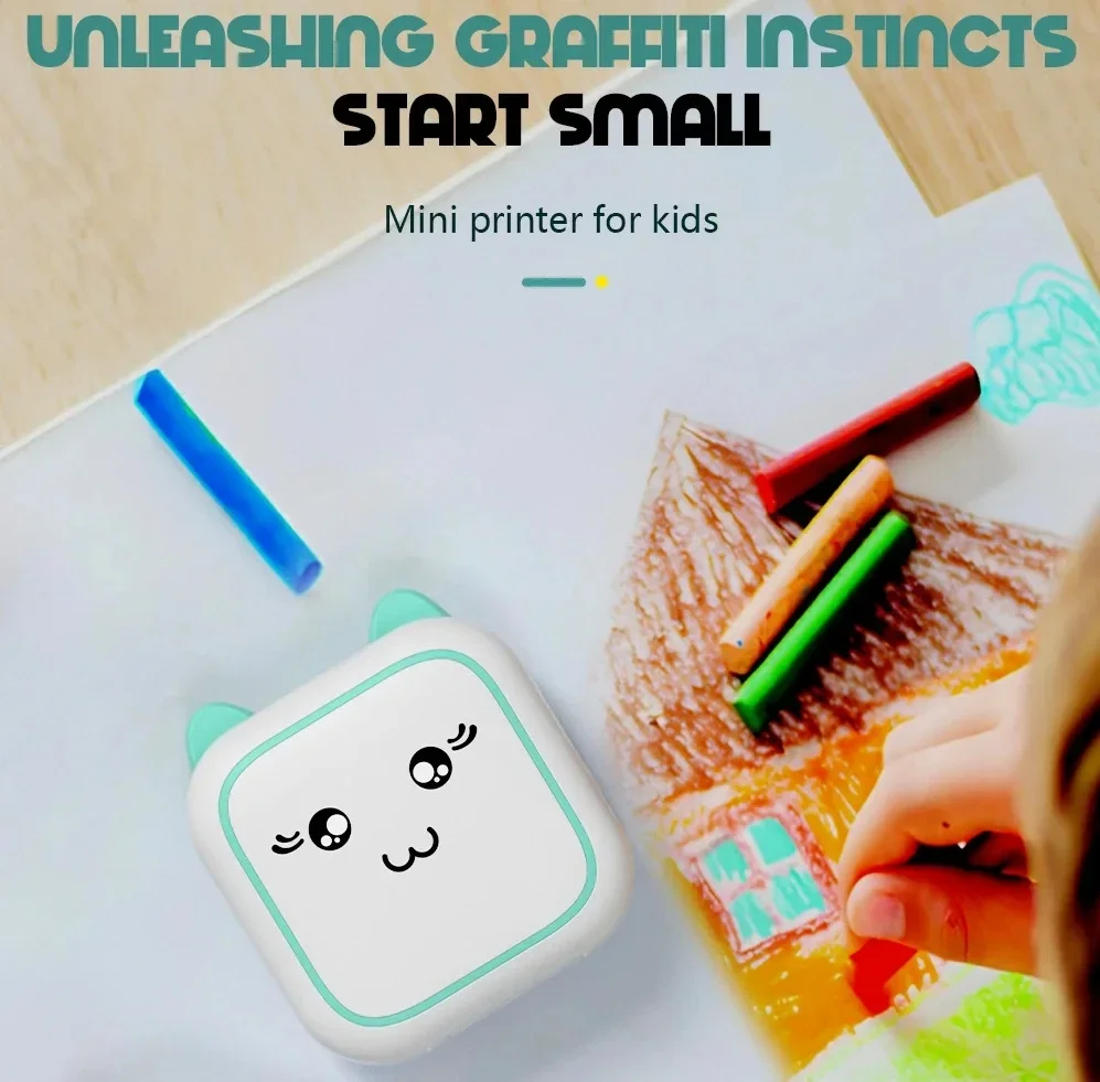 Imprimante thermique miniature portable pour enfants, sans fil, Bluetooth, 200 dpi, imprimante de photos, d'étiquettes, de mémos, jouet éducatif d'apprentissage