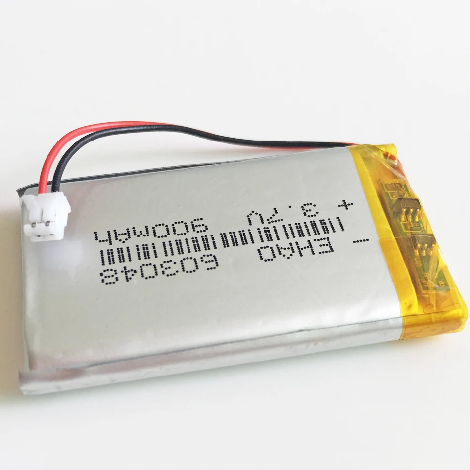 Lote de 10 baterías recargables Lipo de 3,7 V y 900 mAh. 603048   + enchufe JST de 2 pines y 1,5 mm para GPS, Bluetooth, grabadora, auriculares, cámara de libro electrónico