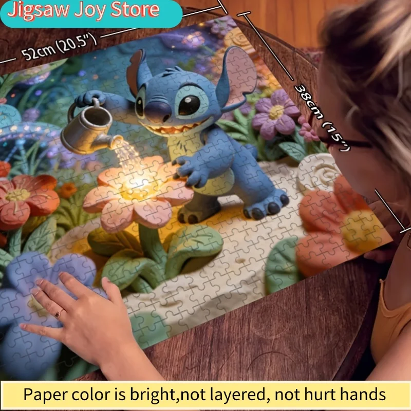 Decoração para Casa Disney com Impressão de Stitch e Mickey |   Quebra-Cabeça 2D Plano, Ideal para Desafios Mentais para Adultos, Adequado para Famílias