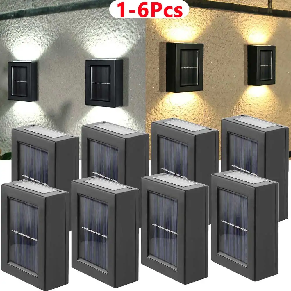 1-6Pcs 2LED Solar Wall Lights Outdoor Waterproof Security LED Lighting For Garden Yard Fence Decoration Lamps Stree Stairs Light