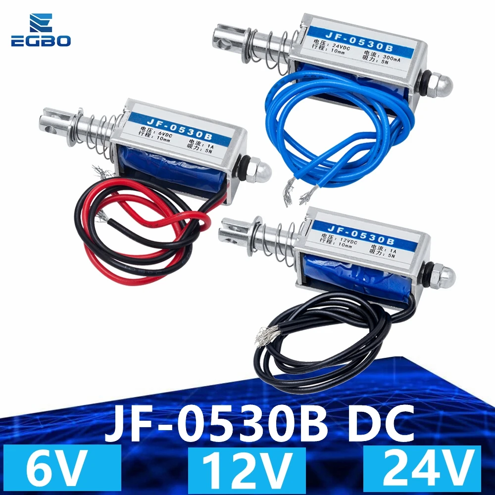 1 قطعة JF-0530B تيار مستمر 6 فولت 12 فولت 24 فولت دفع وسحب نوع JF-0530B فتح الإطار الكهرومغناطيسية قوة keepping 5N السفر 10 مللي متر الخطي الملف اللولبي