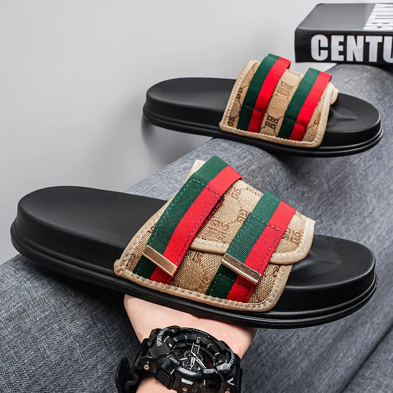 Spring Summer Men's Flat Two-Way Sandals, Outdoor Water Friendly Non-Slip Slides, Simple Solid Color Casual Slip On Walking Shoe