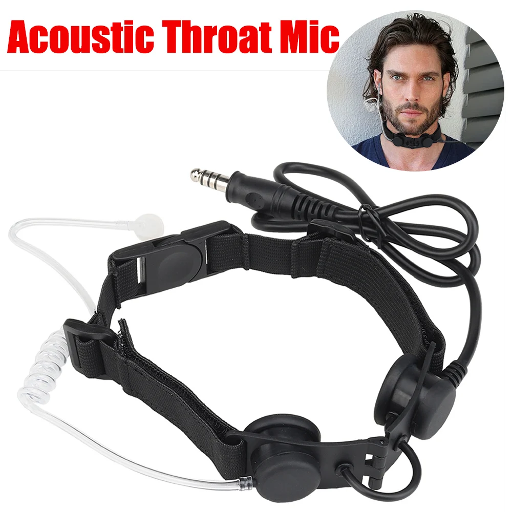 Extendable Adjustable Acoustic Throat Mic PTT Earpiece Headset Acoustic Tube Earpiece Headset for Radio Walkie Talkie Throat Mic