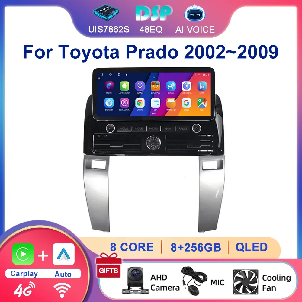 

12.3'' Touch Screen 6+128G Qcta Core 4G Car Stereo Player Carplay Android Auto GPS Navigation Radio For Toyota Prado 2002~2009