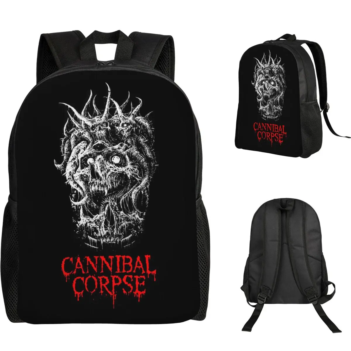 Cannibal Corpse Metal Skateboard Student Backpack School Bag Hiking Travel Daypack for Boys Girls Fashion Bookbag Shoulder Bags