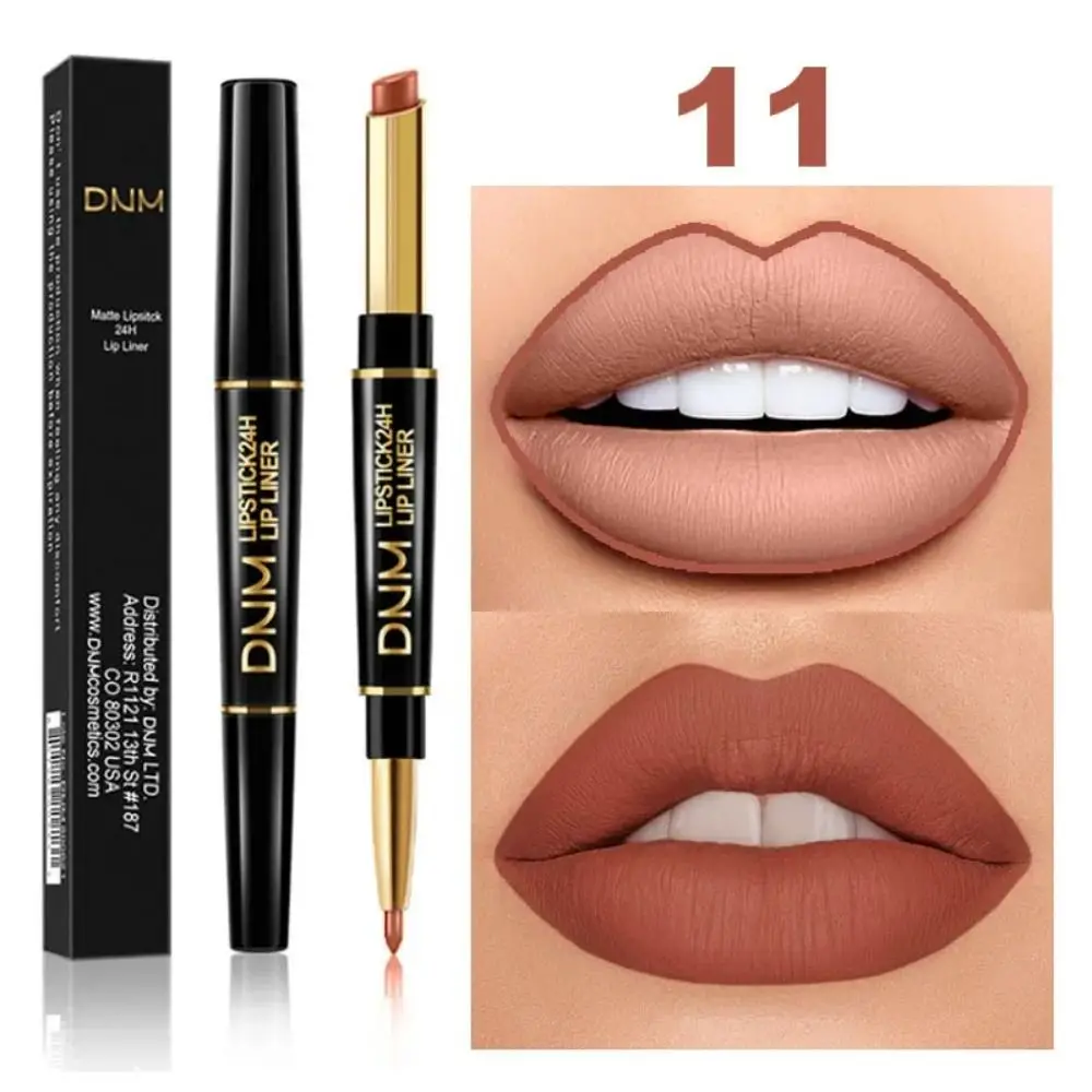 Langdurige Matte Lippenstift 12 Kleuren Waterdichte Dubbele Kant Make-Up Tool Niet Vervagen Hydraterende Voering Potlood Make-Up