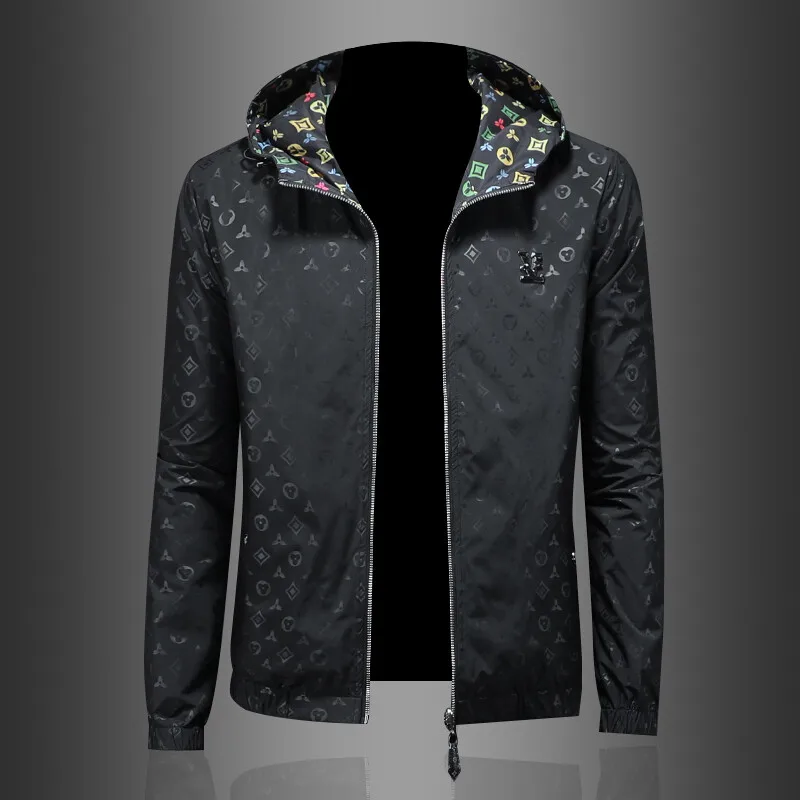 

Double-Sided Wear Men's Slim Fit Casual Jaet Faion Print Spring Autumn Top Breathable Polyester Nylon Cosite Fiber