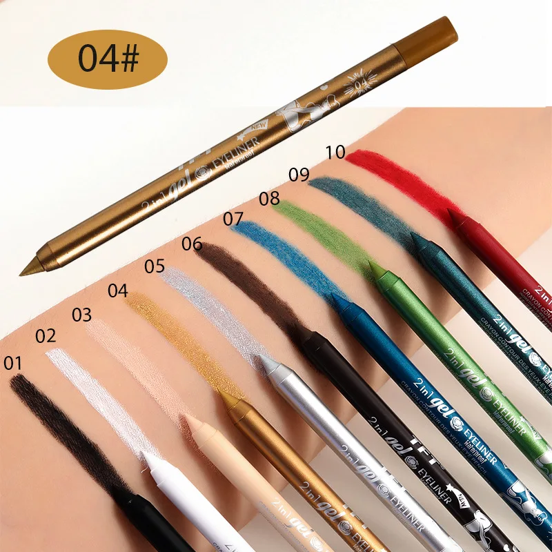 1pcs 2in1 Colored Eyeliner Lip Liner Pen Matte Blue Waterproof Lasting Eye Pencil Silkworm Gel Eyeliner Fashion Color Eye Makeup