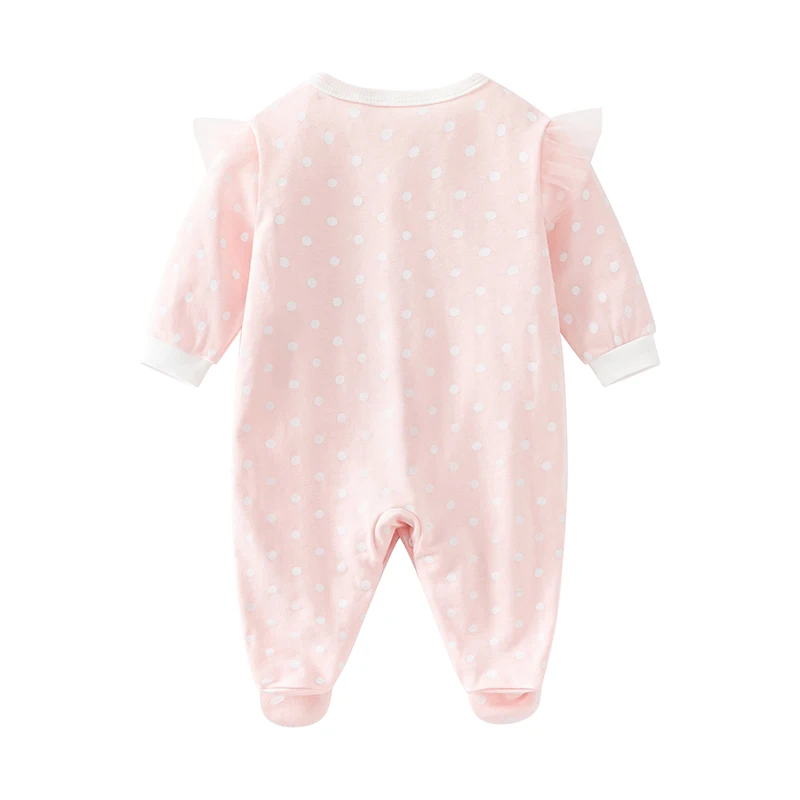 Baby's Long-Sleeved Jumpsuit, Pure Cotton, Newborn Pajamas, Baby Girl Clothes, Foot Covering Suit, Spring and Summer