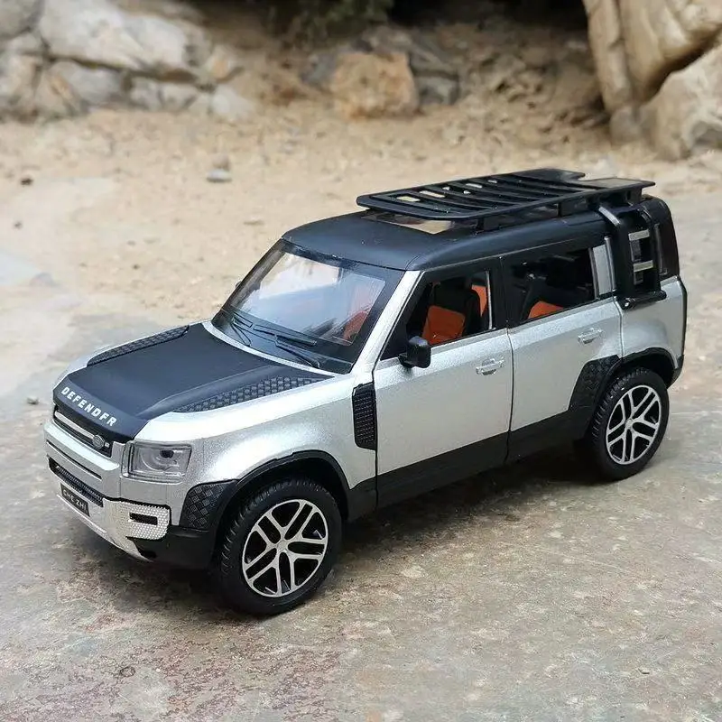 Maßstab 1:24 City Suv Land Defenders Rovers Metallmodell mit Licht und Ton, Druckgussauto, Geländewagen, zurückziehbares Legierungsspielzeug