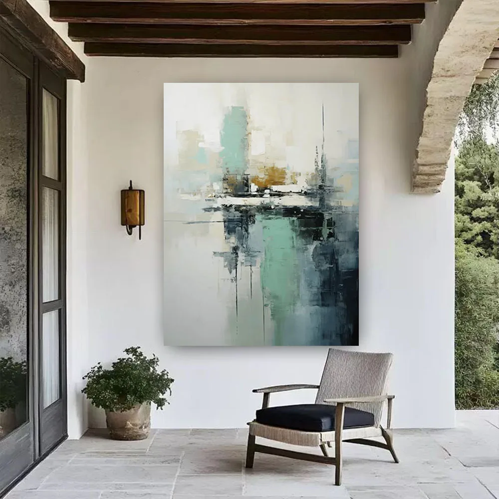 

Abstract Urban architectural landscape canvas picture Modern Interior decor wall Paintings Color knife painting Home Decor wall