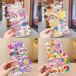 14Pcs Baby Girl Barrettes Bangs Hairpins Kids Hair Accessories Cartoon Baby Hair Clip Set Flower Fruit