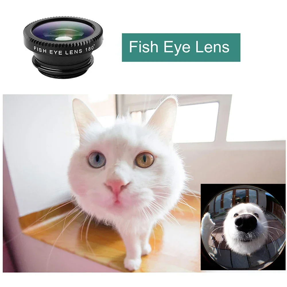 Fish Eye Lens 3 in 1 Zoom Fisheye Macro Lenzen Camera Kits 0.67X Groothoek Met Clip Universeel Lens voor iPhone Xiaomi Huawei