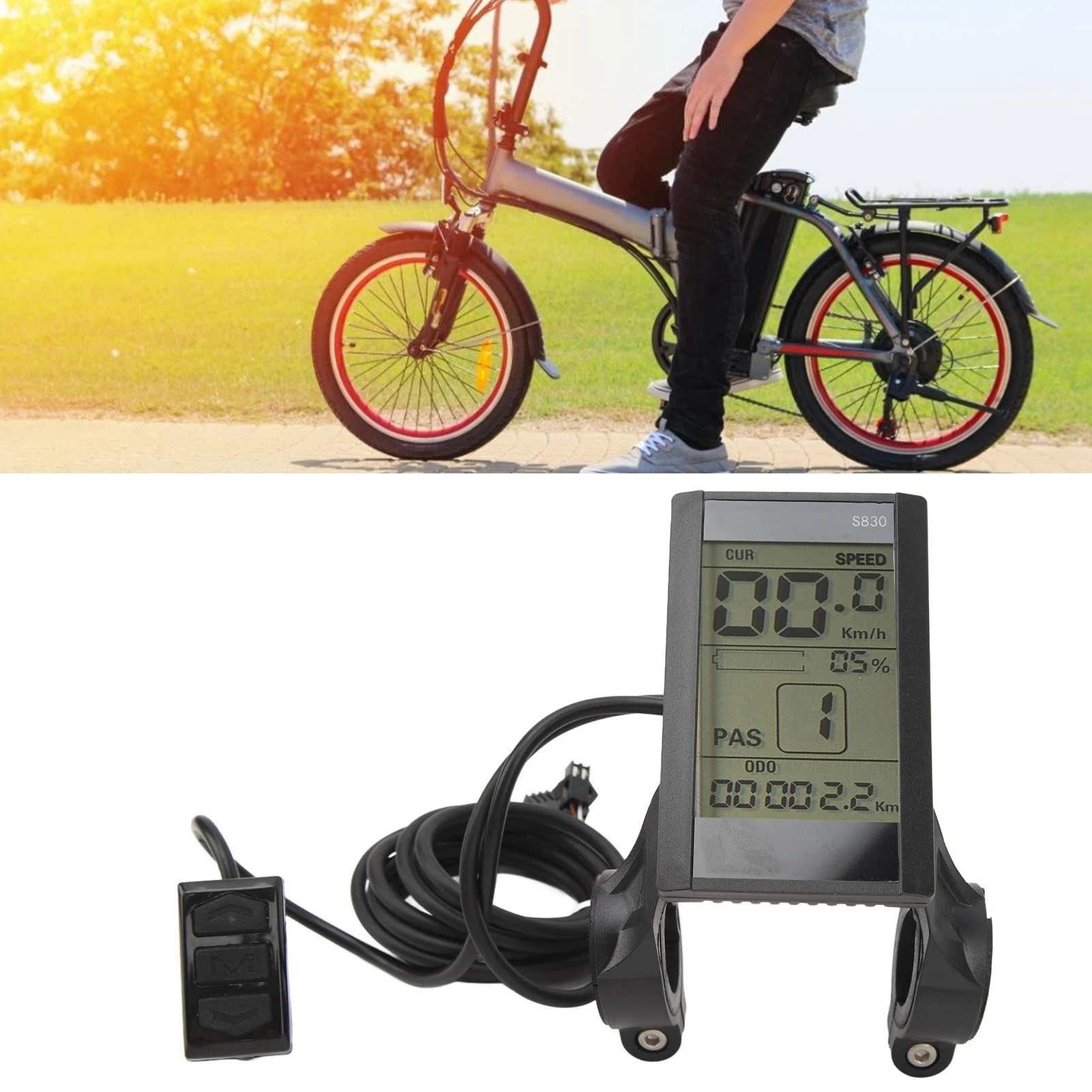 

Electric Bike LCD Display Meter 24V 36V 48V Waterproof Multifunctional 22.2mm S830 LCD Display for Modification Accessories