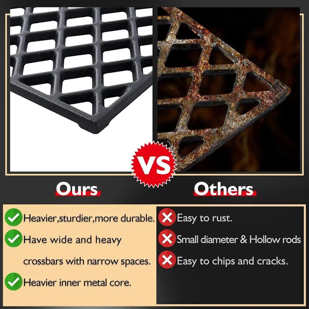 قطع غيار شواية الحبيبات - شبكات الطبخ من الحديد الزهر لـ Pro 780 و885، شبكات شواء مكونة من 3 قطع #3