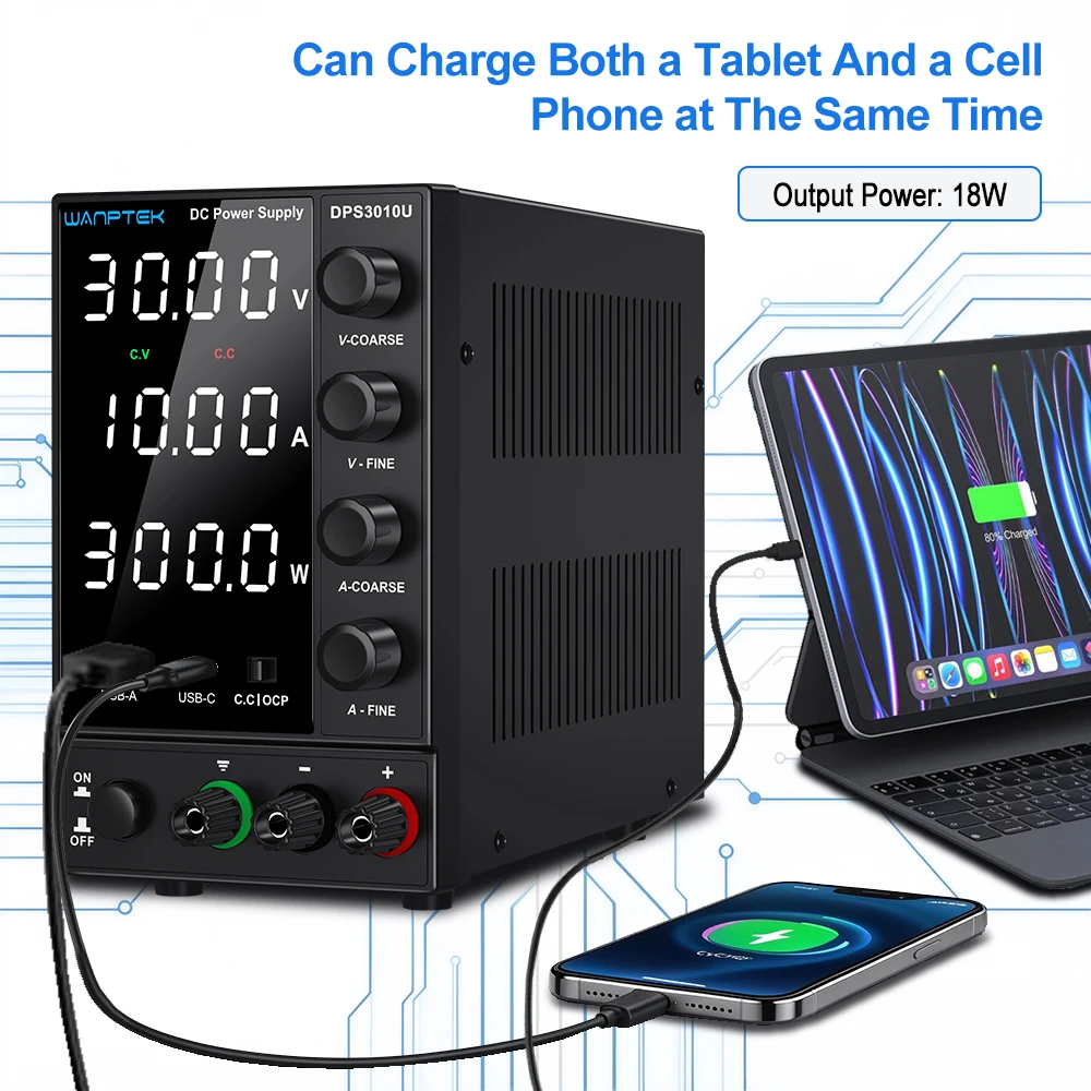 DC Laboratory Power Supply: 30V, 60V, 120V Adjustable Switching Power Supply with 220V and 110V Dual Input Voltage Support
