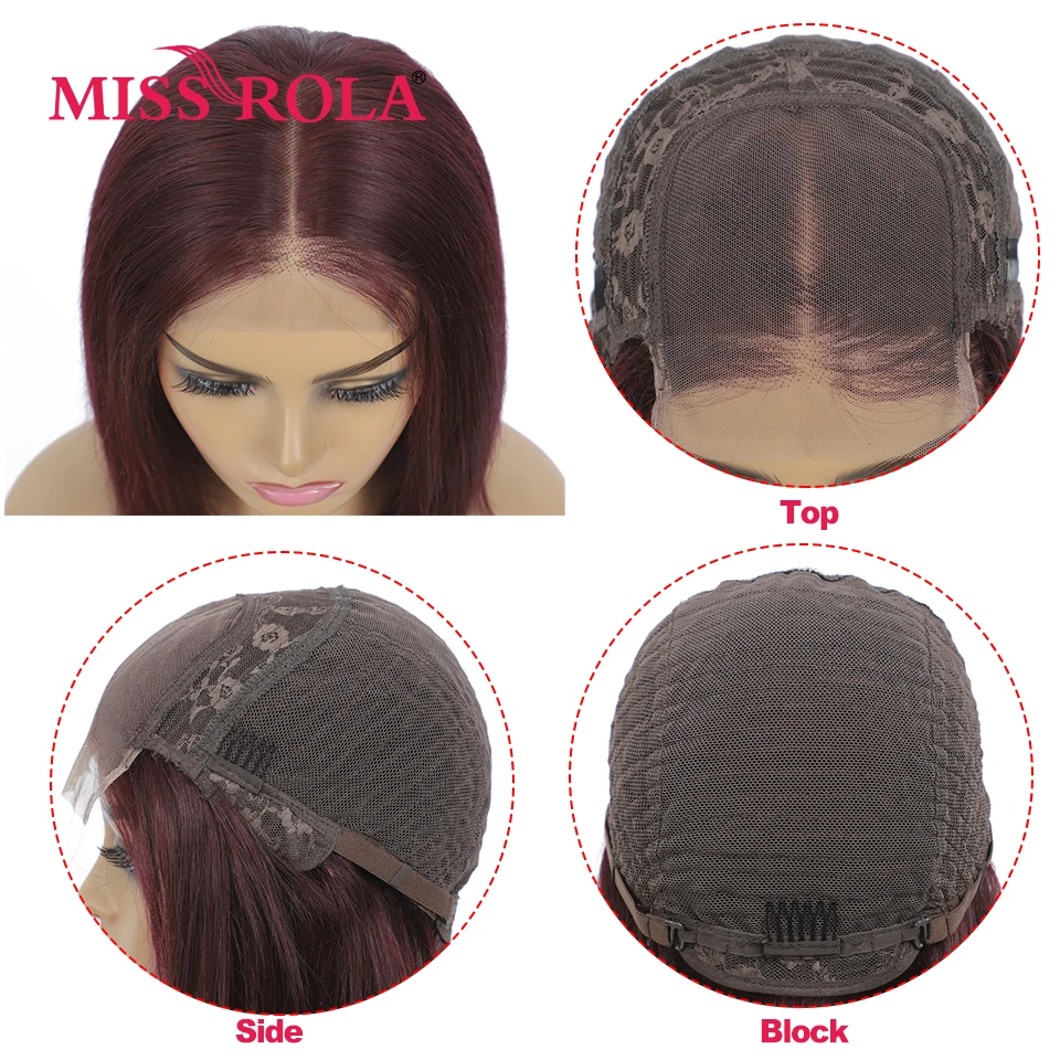 MISS ROLA − Perruque brésilienne naturelle, avec bonnet en dentelle, cheveux de qualité remy, courts, lisses, 4x4, densité 180%, 1B30 1B99J 1B27 99J