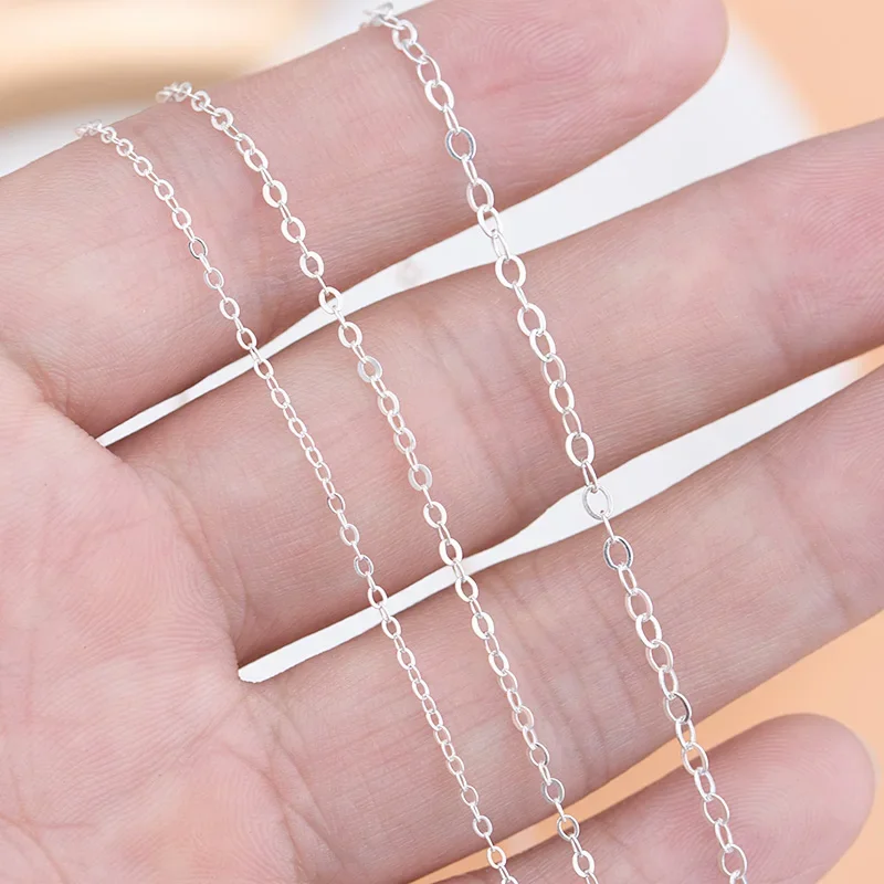 925 sterling silver semi-finished loose chain calendered cross chain handmade DIYbracelet necklace anklet accessories