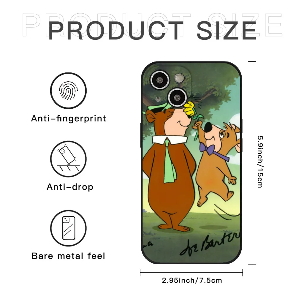 Phone Case For iPhone 15 Pro Max Silicone Shell Cute Yogi Bear