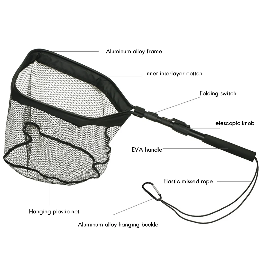 Retractable Fishing Net Telescoping Foldable Landing Net Pole Folding Landing Net for Fishing