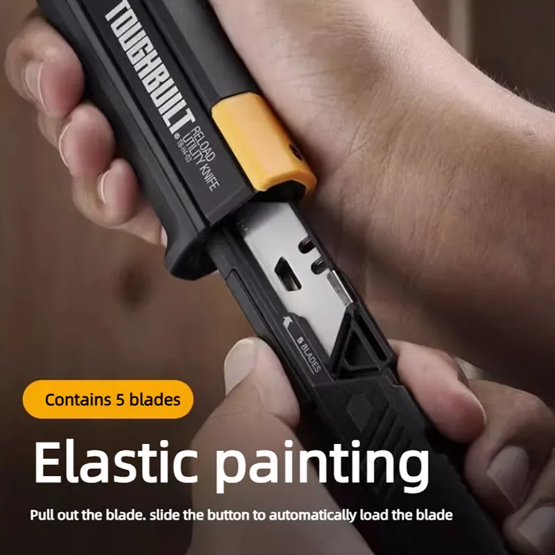 TOUGHBUILT Quick Replace Loading Wallpaper Hook Cutter Elastic Thick Alloy Utility Knife Wire Stripping Knife Electrical Tools