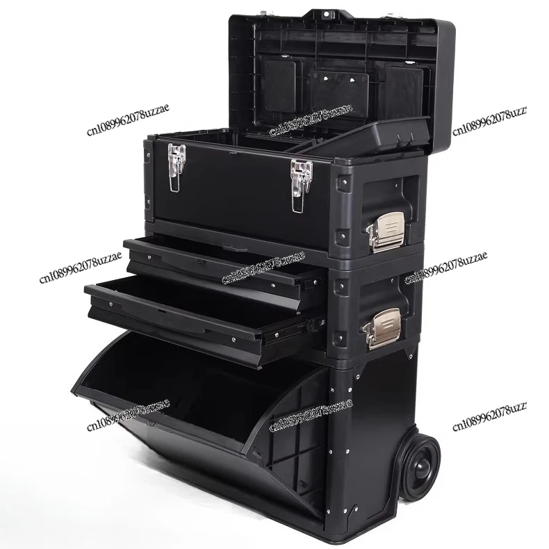 

Tie Rod Toolbox Multifunctional Three-layer Combined Tie Rod Hardware Toolbox Movable Hardware Tool Cart with Wheels