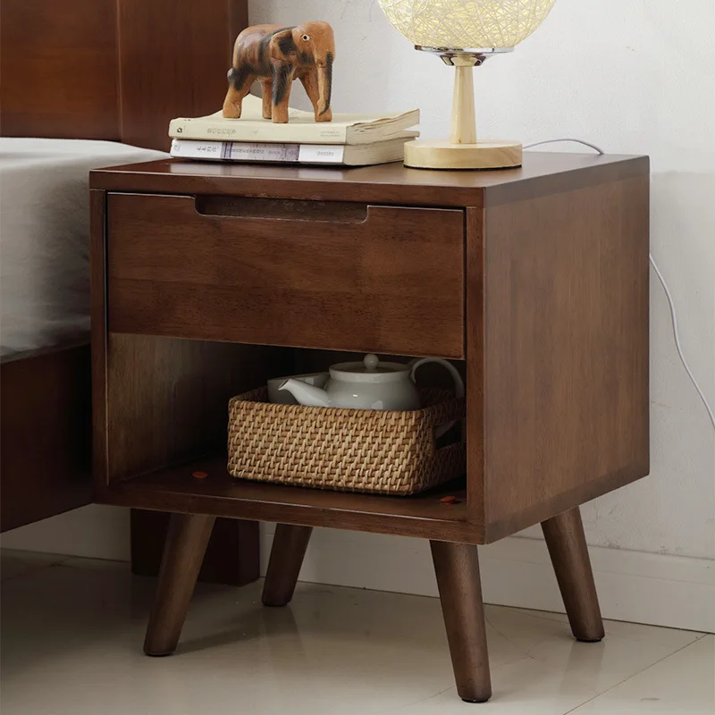 Retro Office Nightstands Drawer Classic Elegant Safe Dorm Essentials Nightstands Mid Century Szafki Nocne Bedroom Furniture