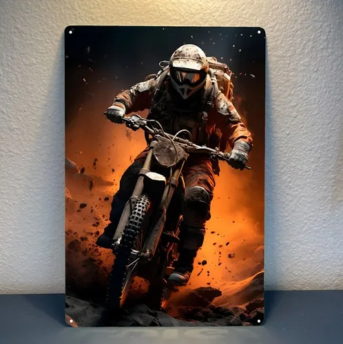Affiche métallique de moto Enduro offroad adventure - Plaque en étain à collectionner