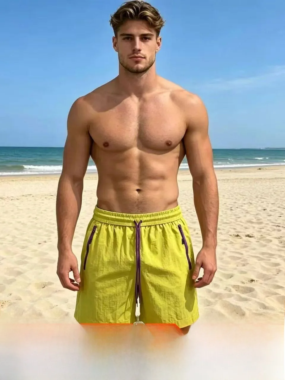 Dopamine Colorway Quick Dry Black Tech Contrast Zipper Sports Thin Straight Cut Running Beach Shorts High Waist Standard Fit
