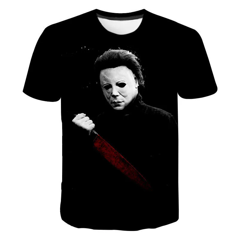 Halloween 3D Printed T-Shirts Horror Michael Myers Streetwear Men Women Fashion Short Sleeve T Shirt Kids Tees Tops Man Clothing