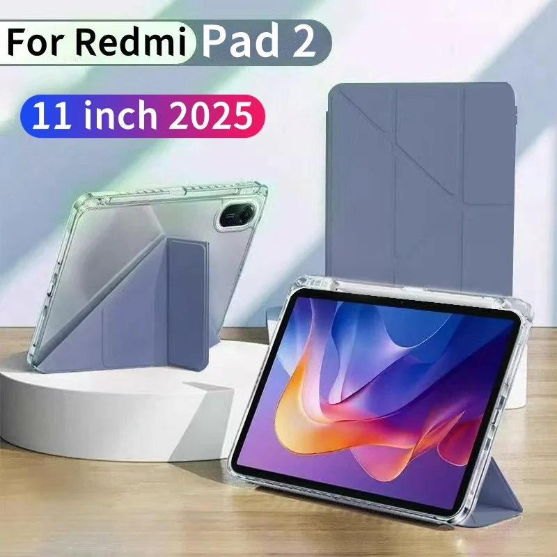 

Funda For Xiaomi Redmi Pad 2 Case 11 inch Tri-Folding Flip Stand Case for Redmi Pad 2 2025 with Auto Sleep Cover